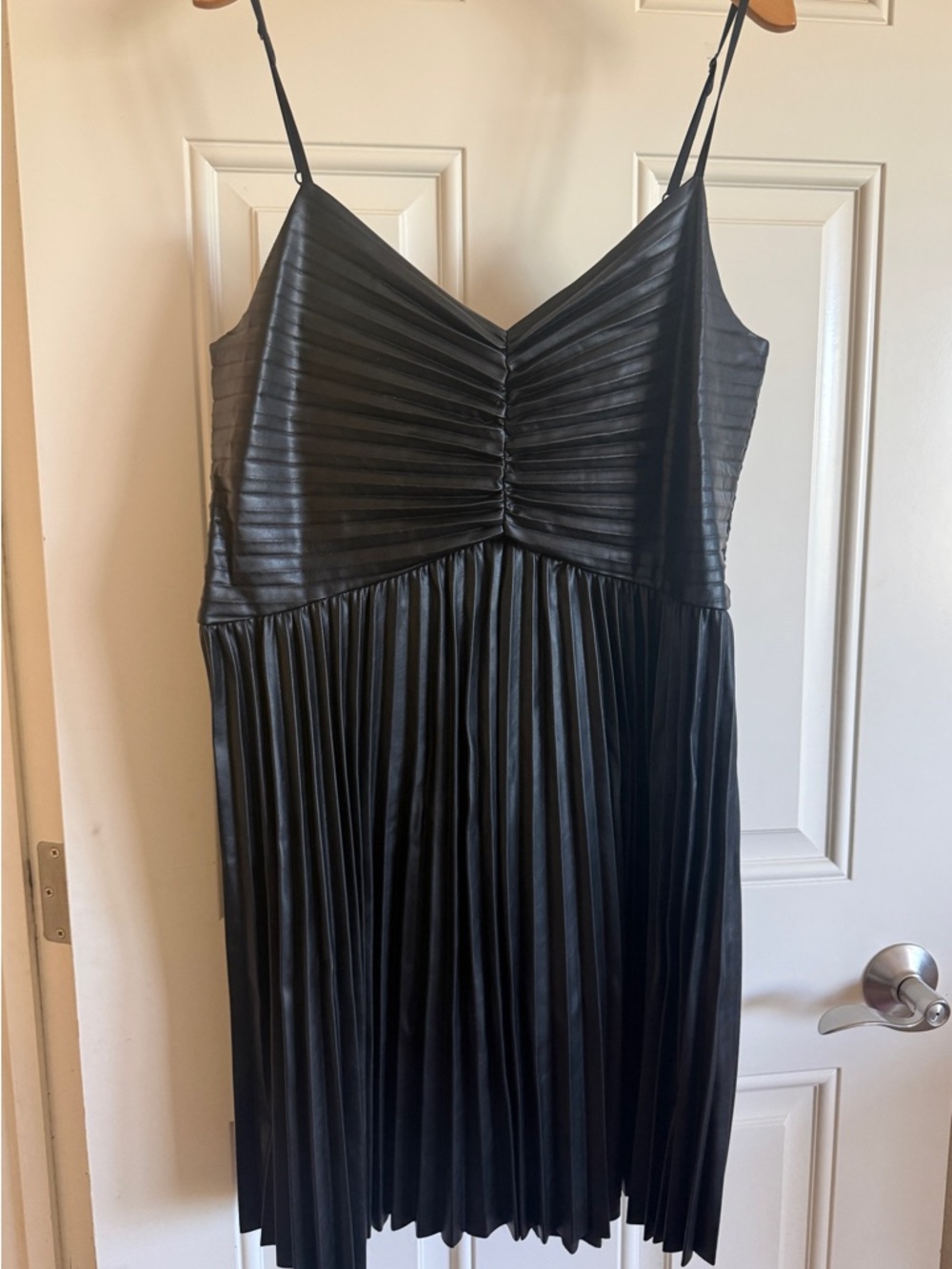 Express Black Pleated Pleather Dress